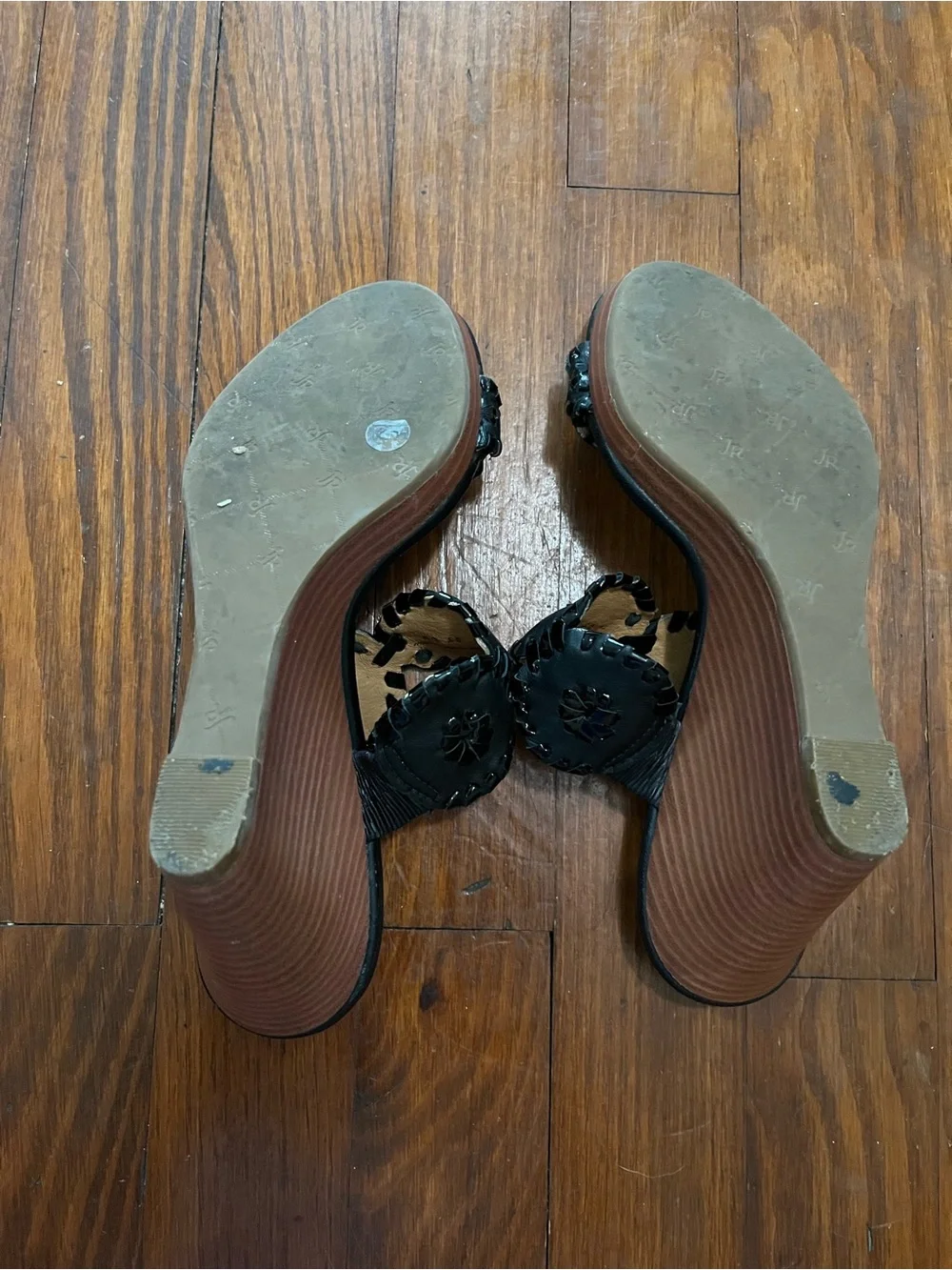 Jack Rogers Black Luccia Scalloped Wedge Sandals